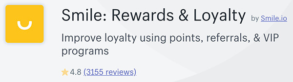 Shopify rewards app by Smile