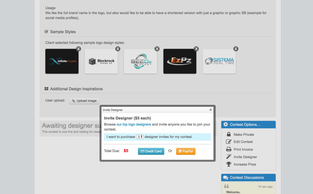 inviting designers to your contest