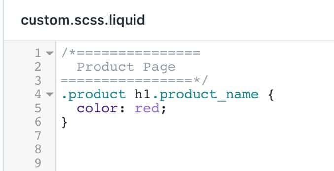 custom css code snippet in shopify