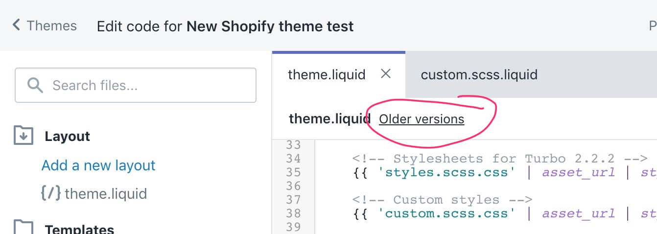 how to restore shopify theme files