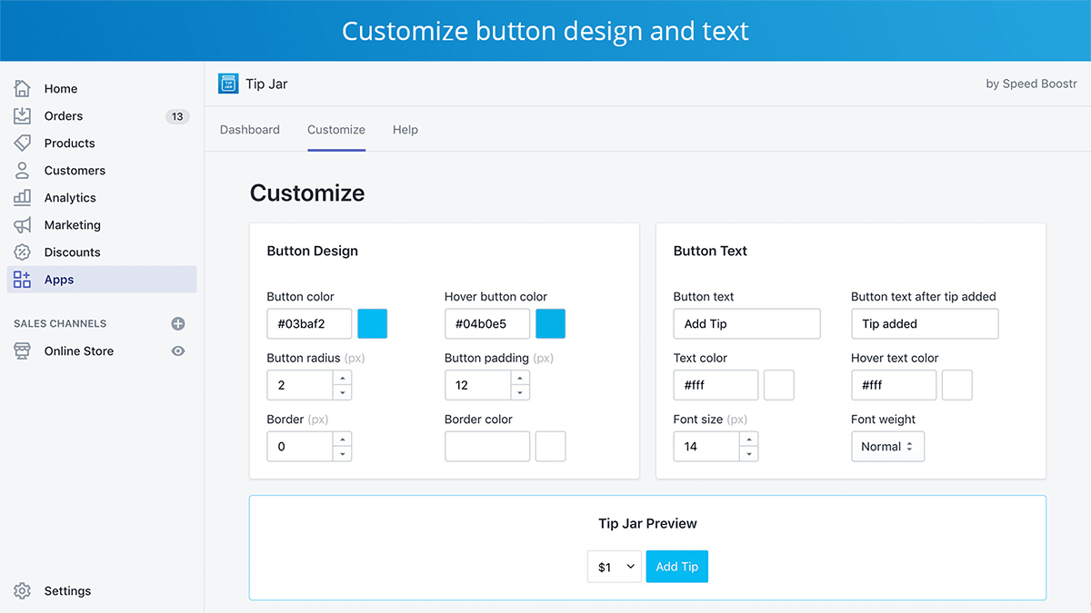 tip jar preview - customize button design
