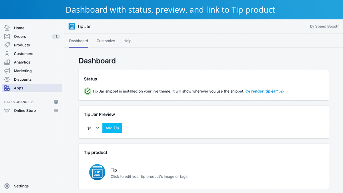 tip jar preview - dashboard